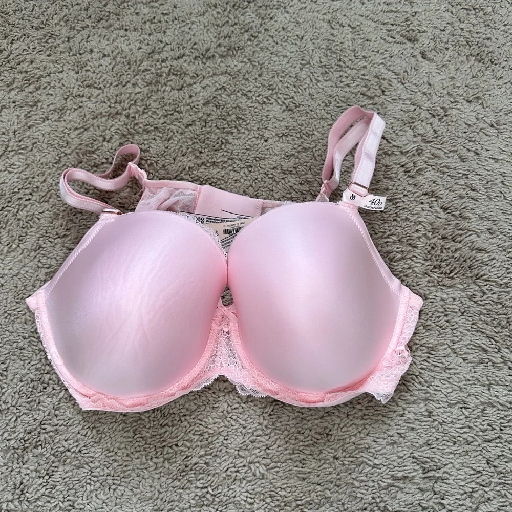 Victoria Secret Dream Angles Pink Smooth & Lace Lined Demi Push-Up Bra Size 40D - Picture 3 of 8